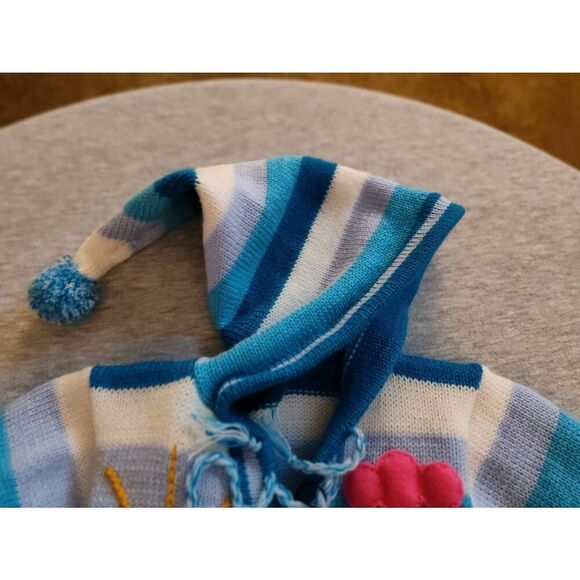 PERUVIAN HAND KNIT PATCHWORK HOODED PULLOVER SWEATER NEW - Picture 3 of 8